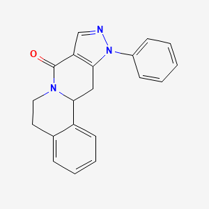 molecular formula C20H17N3O B3129067 11-phenyl-5,11,12,12a-tetrahydropyrazolo[3',4':4,5]pyrido[2,1-a]isoquinolin-8(6H)-one CAS No. 339011-98-2