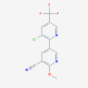 molecular formula C13H7ClF3N3O B3129072 2-甲氧基-3-氰基-5-(3-氯-5-三氟甲基-2-吡啶基)吡啶 CAS No. 339012-08-7