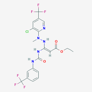 molecular formula C20H18ClF6N5O3 B3129075 （Z）-3-[2-[3-氯-5-(三氟甲基)吡啶-2-基]-2-甲基肼基]-3-[[3-(三氟甲基)苯基]氨基甲酰氨基]丙-2-烯酸乙酯 CAS No. 339012-74-7