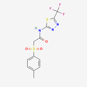 molecular formula C12H10F3N3O3S2 B3129103 2-[(4-methylphenyl)sulfonyl]-N-[5-(trifluoromethyl)-1,3,4-thiadiazol-2-yl]acetamide CAS No. 339014-06-1