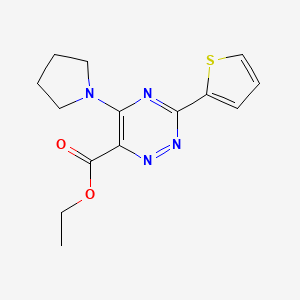 molecular formula C14H16N4O2S B3129117 5-(1-吡咯烷基)-3-(2-噻吩基)-1,2,4-三嗪-6-羧酸乙酯 CAS No. 339014-22-1