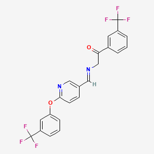 molecular formula C22H14F6N2O2 B3129122 2-[[6-[3-(Trifluoromethyl)phenoxy]pyridin-3-yl]methylideneamino]-1-[3-(trifluoromethyl)phenyl]ethanone CAS No. 339014-80-1
