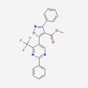 molecular formula C22H14F3N3O3 B3129152 Methyl 3-phenyl-5-[2-phenyl-4-(trifluoromethyl)pyrimidin-5-yl]-1,2-oxazole-4-carboxylate CAS No. 339015-78-0