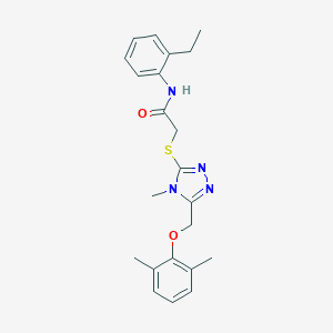molecular formula C22H26N4O2S B312917 2-({5-[(2,6-dimethylphenoxy)methyl]-4-methyl-4H-1,2,4-triazol-3-yl}sulfanyl)-N-(2-ethylphenyl)acetamide 