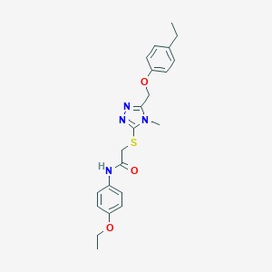 molecular formula C22H26N4O3S B312920 N-(4-ethoxyphenyl)-2-({5-[(4-ethylphenoxy)methyl]-4-methyl-4H-1,2,4-triazol-3-yl}sulfanyl)acetamide 
