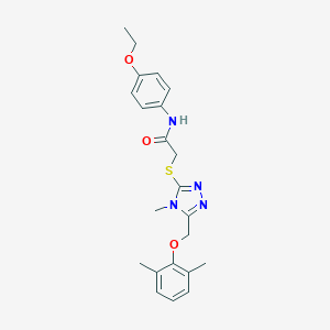 molecular formula C22H26N4O3S B312921 2-({5-[(2,6-dimethylphenoxy)methyl]-4-methyl-4H-1,2,4-triazol-3-yl}sulfanyl)-N-(4-ethoxyphenyl)acetamide 