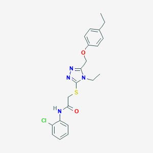 molecular formula C21H23ClN4O2S B312924 N-(2-chlorophenyl)-2-({4-ethyl-5-[(4-ethylphenoxy)methyl]-4H-1,2,4-triazol-3-yl}sulfanyl)acetamide 