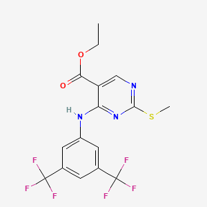 molecular formula C16H13F6N3O2S B3129242 Ethyl 4-[3,5-bis(trifluoromethyl)anilino]-2-(methylsulfanyl)-5-pyrimidinecarboxylate CAS No. 339019-44-2