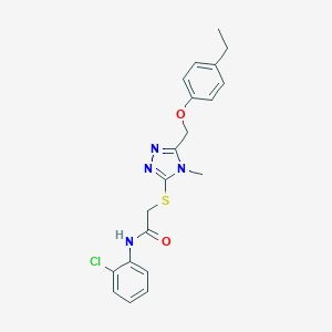 molecular formula C20H21ClN4O2S B312925 N-(2-chlorophenyl)-2-({5-[(4-ethylphenoxy)methyl]-4-methyl-4H-1,2,4-triazol-3-yl}sulfanyl)acetamide 