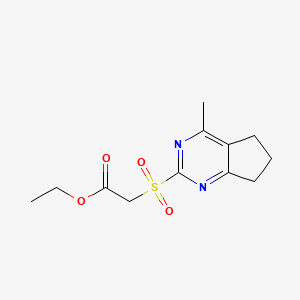 molecular formula C12H16N2O4S B3129261 ethyl 2-[(4-methyl-6,7-dihydro-5H-cyclopenta[d]pyrimidin-2-yl)sulfonyl]acetate CAS No. 339019-64-6