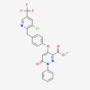 molecular formula C25H17ClF3N3O4 B3129268 Methyl 4-[4-[[3-chloro-5-(trifluoromethyl)pyridin-2-yl]methyl]phenoxy]-6-oxo-1-phenylpyridazine-3-carboxylate CAS No. 339020-38-1