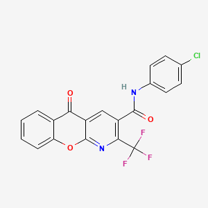 molecular formula C20H10ClF3N2O3 B3129279 N-(4-氯苯基)-5-氧代-2-(三氟甲基)-5H-色烯并[2,3-b]吡啶-3-甲酰胺 CAS No. 339020-62-1