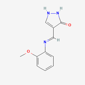 molecular formula C11H11N3O2 B3129280 4-[(2-methoxyanilino)methylene]-2,4-dihydro-3H-pyrazol-3-one CAS No. 339020-66-5