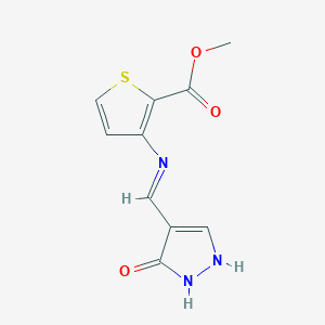 molecular formula C10H9N3O3S B3129293 3-{[(5-氧代-1,5-二氢-4H-吡唑-4-亚甲基)甲基]氨基}-2-噻吩甲酸甲酯 CAS No. 339020-81-4