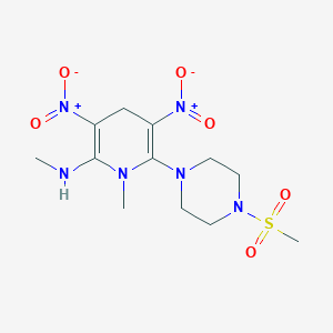 molecular formula C12H20N6O6S B3129297 N,1-dimethyl-6-[4-(methylsulfonyl)piperazino]-3,5-dinitro-1,4-dihydro-2-pyridinamine CAS No. 339020-86-9
