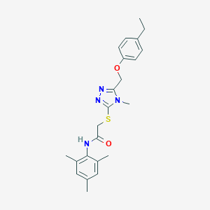 molecular formula C23H28N4O2S B312930 2-({5-[(4-ethylphenoxy)methyl]-4-methyl-4H-1,2,4-triazol-3-yl}sulfanyl)-N-(2,4,6-trimethylphenyl)acetamide 