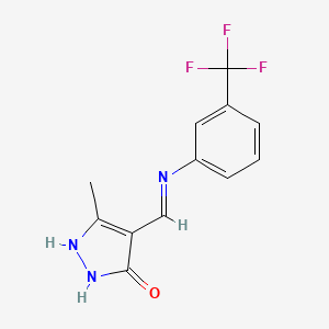 molecular formula C12H10F3N3O B3129301 5-甲基-4-{[3-(三氟甲基)苯胺]亚甲基}-2,4-二氢-3H-吡唑-3-酮 CAS No. 339020-94-9