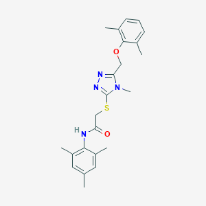 molecular formula C23H28N4O2S B312931 2-({5-[(2,6-dimethylphenoxy)methyl]-4-methyl-4H-1,2,4-triazol-3-yl}sulfanyl)-N-mesitylacetamide 