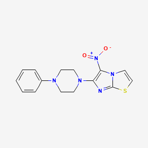molecular formula C15H15N5O2S B3129347 5-Nitro-6-(4-phenylpiperazino)imidazo[2,1-b][1,3]thiazole CAS No. 339021-38-4