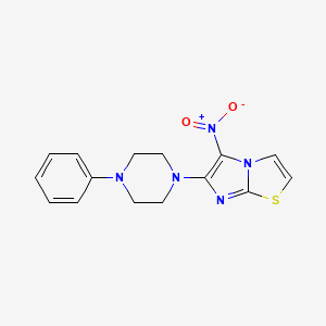 molecular formula C15H15N5O2S B3129347 5-硝基-6-(4-苯基哌嗪基)咪唑并[2,1-b][1,3]噻唑 CAS No. 339021-38-4