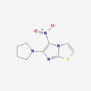 molecular formula C9H10N4O2S B3129350 5-Nitro-6-pyrrolidin-1-ylimidazo[2,1-b][1,3]thiazole CAS No. 339022-19-4