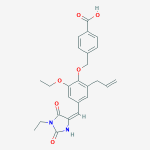 molecular formula C25H26N2O6 B312936 4-({2-Allyl-6-ethoxy-4-[(1-ethyl-2,5-dioxo-4-imidazolidinylidene)methyl]phenoxy}methyl)benzoic acid 