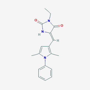 molecular formula C18H19N3O2 B312937 5-[(2,5-dimethyl-1-phenyl-1H-pyrrol-3-yl)methylene]-3-ethyl-2,4-imidazolidinedione 