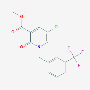 molecular formula C15H11ClF3NO3 B3129375 Methyl 5-chloro-2-oxo-1-[[3-(trifluoromethyl)phenyl]methyl]pyridine-3-carboxylate CAS No. 339024-08-7