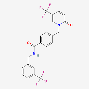 molecular formula C22H16F6N2O2 B3129378 4-[[2-oxo-5-(trifluoromethyl)pyridin-1-yl]methyl]-N-[[3-(trifluoromethyl)phenyl]methyl]benzamide CAS No. 339025-40-0