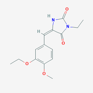 molecular formula C15H18N2O4 B312938 (5E)-5-(3-ethoxy-4-methoxybenzylidene)-3-ethylimidazolidine-2,4-dione 