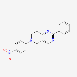molecular formula C19H16N4O2 B3129389 6-(4-Nitrophenyl)-2-phenyl-5,6,7,8-tetrahydropyrido[4,3-d]pyrimidine CAS No. 339029-38-8