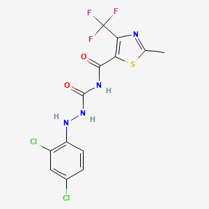 molecular formula C13H9Cl2F3N4O2S B3129405 N-[(2,4-dichloroanilino)carbamoyl]-2-methyl-4-(trifluoromethyl)-1,3-thiazole-5-carboxamide CAS No. 339030-01-2