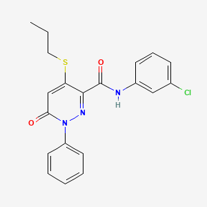 molecular formula C20H18ClN3O2S B3129411 N-(3-chlorophenyl)-6-oxo-1-phenyl-4-(propylsulfanyl)-1,6-dihydro-3-pyridazinecarboxamide CAS No. 339031-93-5