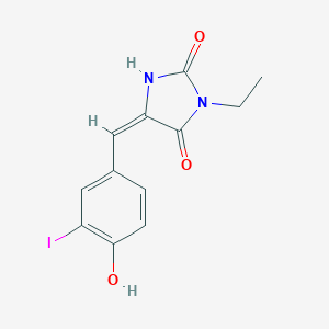 molecular formula C12H11IN2O3 B312944 (5E)-3-ethyl-5-(4-hydroxy-3-iodobenzylidene)imidazolidine-2,4-dione 