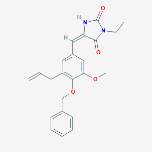 molecular formula C23H24N2O4 B312945 (5E)-5-[4-(benzyloxy)-3-methoxy-5-(prop-2-en-1-yl)benzylidene]-3-ethylimidazolidine-2,4-dione 