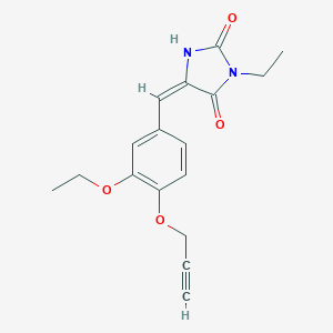 molecular formula C17H18N2O4 B312946 (5E)-5-[3-ethoxy-4-(prop-2-yn-1-yloxy)benzylidene]-3-ethylimidazolidine-2,4-dione 