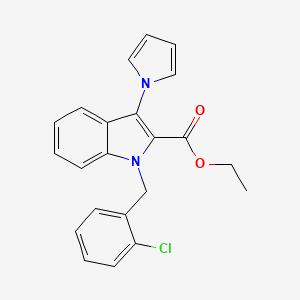 molecular formula C22H19ClN2O2 B3129465 ethyl 1-(2-chlorobenzyl)-3-(1H-pyrrol-1-yl)-1H-indole-2-carboxylate CAS No. 339098-93-0