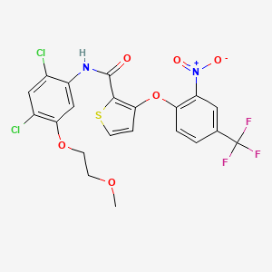 molecular formula C21H15Cl2F3N2O6S B3129489 N-(2,4-Dichloro-5-(2-methoxyethoxy)phenyl)-3-(2-nitro-4-(trifluoromethyl)phenoxy)-2-thiophenecarboxamide CAS No. 339099-98-8