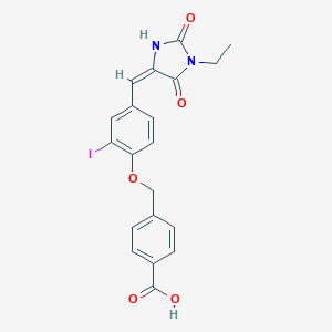 molecular formula C20H17IN2O5 B312949 4-({4-[(E)-(1-ethyl-2,5-dioxoimidazolidin-4-ylidene)methyl]-2-iodophenoxy}methyl)benzoic acid 