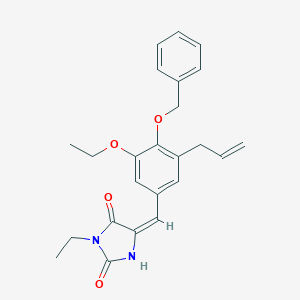 molecular formula C24H26N2O4 B312950 (5E)-5-[4-(benzyloxy)-3-ethoxy-5-(prop-2-en-1-yl)benzylidene]-3-ethylimidazolidine-2,4-dione 
