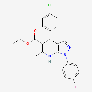 molecular formula C22H19ClFN3O2 B3129504 ethyl 4-(4-chlorophenyl)-1-(4-fluorophenyl)-6-methyl-4,7-dihydro-1H-pyrazolo[3,4-b]pyridine-5-carboxylate CAS No. 339100-63-9