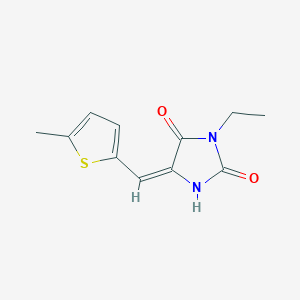molecular formula C11H12N2O2S B312953 (5E)-3-ethyl-5-[(5-methylthiophen-2-yl)methylidene]imidazolidine-2,4-dione 