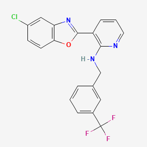 molecular formula C20H13ClF3N3O B3129569 N-[3-(5-chloro-1,3-benzoxazol-2-yl)-2-pyridinyl]-N-[3-(trifluoromethyl)benzyl]amine CAS No. 339102-07-7