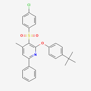 molecular formula C28H26ClNO3S B3129614 2-[4-(叔丁基)苯氧基]-4-甲基-6-苯基-3-吡啶基 4-氯苯基砜 CAS No. 339103-46-7