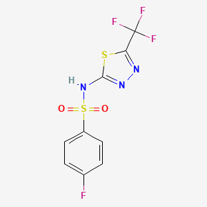 molecular formula C9H5F4N3O2S2 B3129618 4-fluoro-N-[5-(trifluoromethyl)-1,3,4-thiadiazol-2-yl]benzenesulfonamide CAS No. 339103-72-9