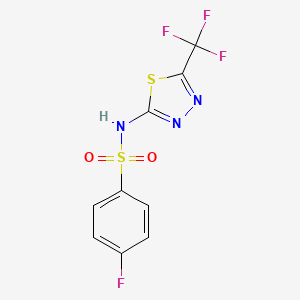 molecular formula C9H5F4N3O2S2 B3129618 4-氟-N-[5-(三氟甲基)-1,3,4-噻二唑-2-基]苯磺酰胺 CAS No. 339103-72-9