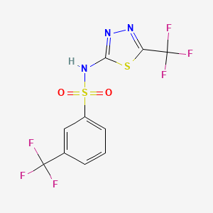 molecular formula C10H5F6N3O2S2 B3129622 3-(三氟甲基)-N-[5-(三氟甲基)-1,3,4-噻二唑-2-基]苯磺酰胺 CAS No. 339103-79-6