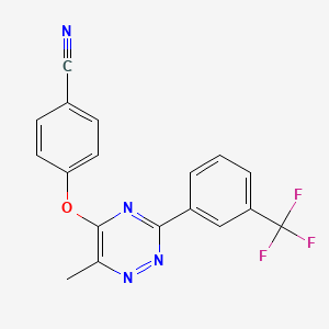 molecular formula C18H11F3N4O B3129626 4-({6-Methyl-3-[3-(trifluoromethyl)phenyl]-1,2,4-triazin-5-yl}oxy)benzenecarbonitrile CAS No. 339103-87-6