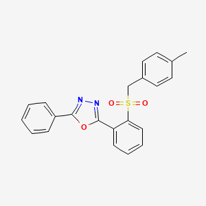 molecular formula C22H18N2O3S B3129638 2-{2-[(4-Methylbenzyl)sulfonyl]phenyl}-5-phenyl-1,3,4-oxadiazole CAS No. 339104-30-2