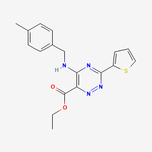 molecular formula C18H18N4O2S B3129651 Ethyl 5-[(4-methylbenzyl)amino]-3-(2-thienyl)-1,2,4-triazine-6-carboxylate CAS No. 339104-39-1